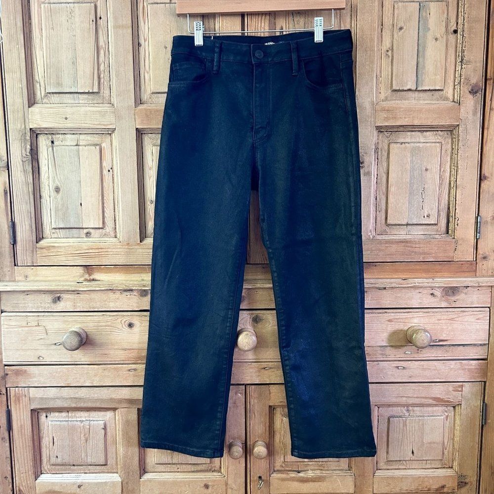 HUDSON 30 NOA Black Shimmery‎ Mid-Rise Straight Leg Black Jeans